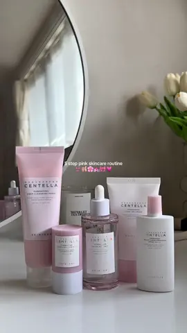 pink skincare routine with SKIN1004 💘🫶🏻 @SKIN1004 US  #skincare #skin1004 #centella #centellaskincare #pinkstick #gelcream #nightroutine #glassskin #koreanskincare #tiktokmademebuyit #pinkroutine #skin1004routine #pinkstick #skincare #pore #poreminimizer #skincareroutine #kbeauty #cleangirl 