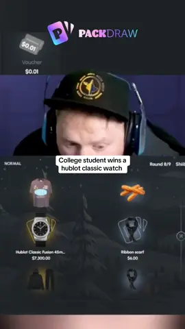 College student wins a hublot classic watch #packdraw #epic #kick #fyp