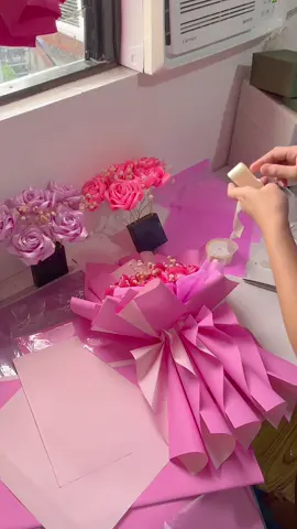 #bouquettutorial #handmade #satinribbon #wrapping 