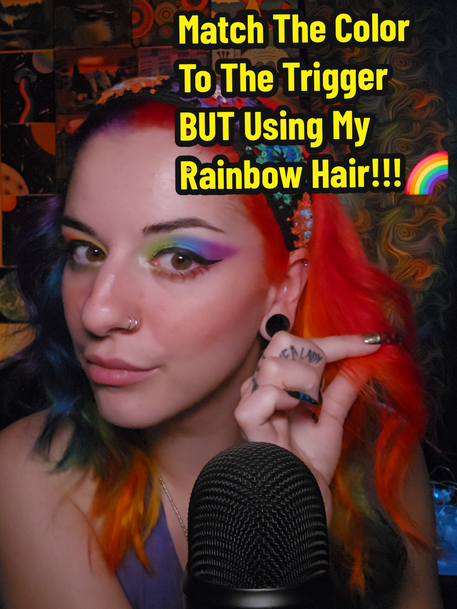 Should I make this a series???😂😂😂❤️🧡💛💚💙💜 Nail Set by @Lizzie Ann 💅🏼💖 #matchthecolor #asmr #asmrsounds  #mouthsounds  #asmrmouthsounds #rainbowhair 