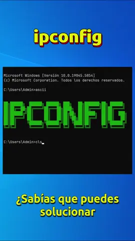 Para resolver conflictos de IP o problemas de conexión, puedes usar el comando ipconfig #windows #windows10 #windows11 #commandprompt #powershell #cmd #simbolodelsistema #informatica #computacion #sistemas