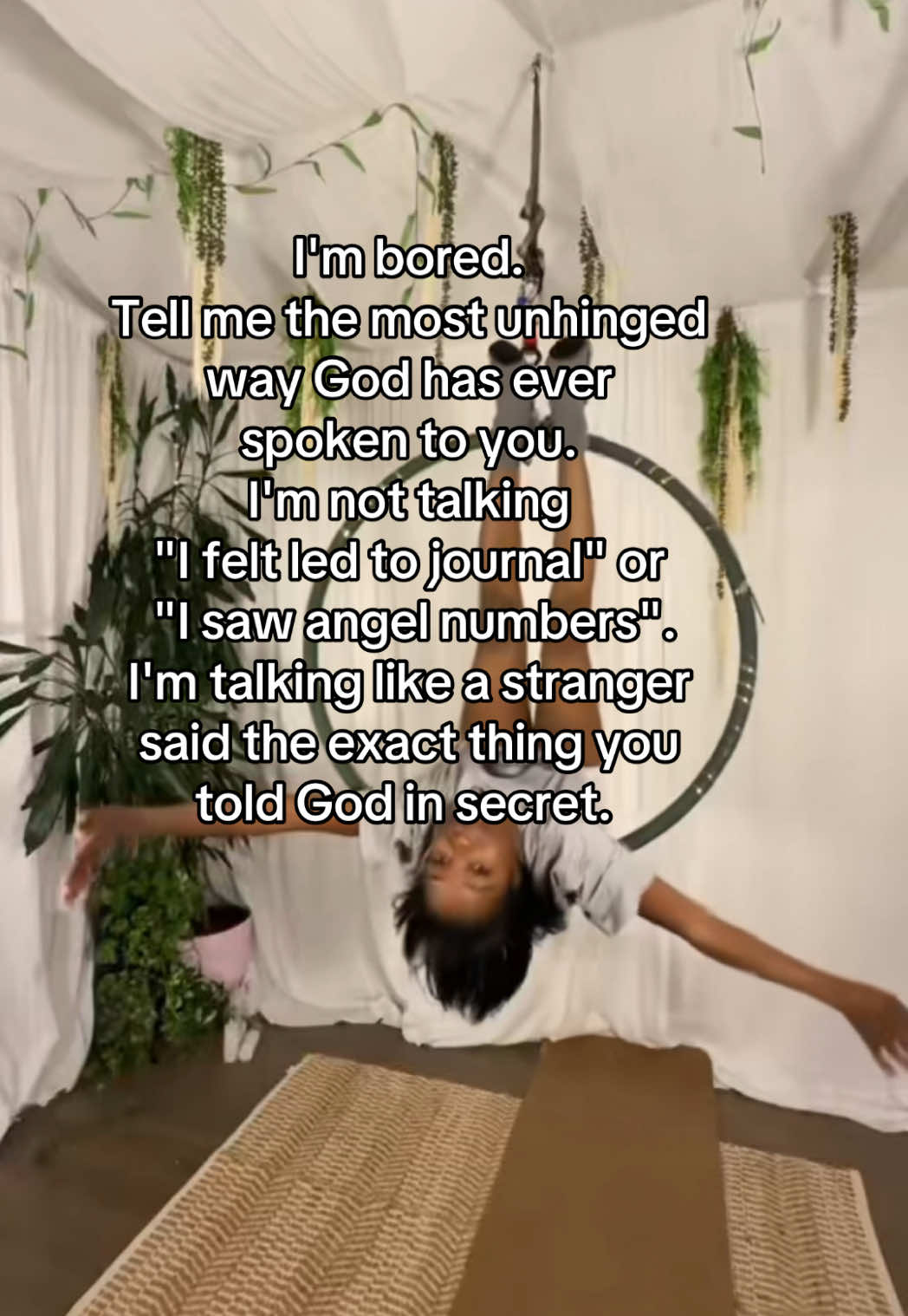 Oh! And what is that one Song that gets you hype about God? This is mine 🥹 #p31 #yogavideo  #yoga #Fitness #aeriallyra #imboredtellmesomething 