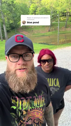 Replying to @promyce.im.done Sako and I dyed the pond midnight blue today. #marriedlife #couples #interracialcouple #westvirginia 