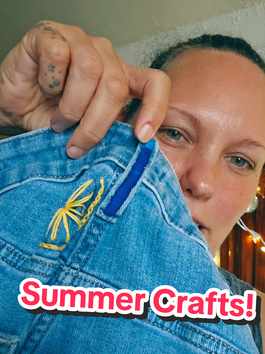 progress report!! #sisterhoodofthetravelingpants  #crafts #embroidery #Summer #summercrafts 