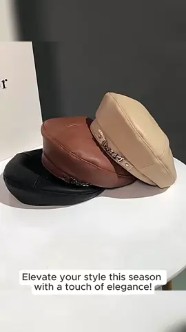 Impression& Classic Trend PU Leather Beret British Retro Octagonal Hat Women's Elegant n Versatile Painter Artist Hat Autumn Winter Cap 
