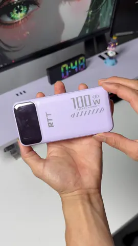 Sạc dự phòng 30000mAh, tích hợp dây cáp, công suất 100W #sacduphong #sacduphong30000mah 