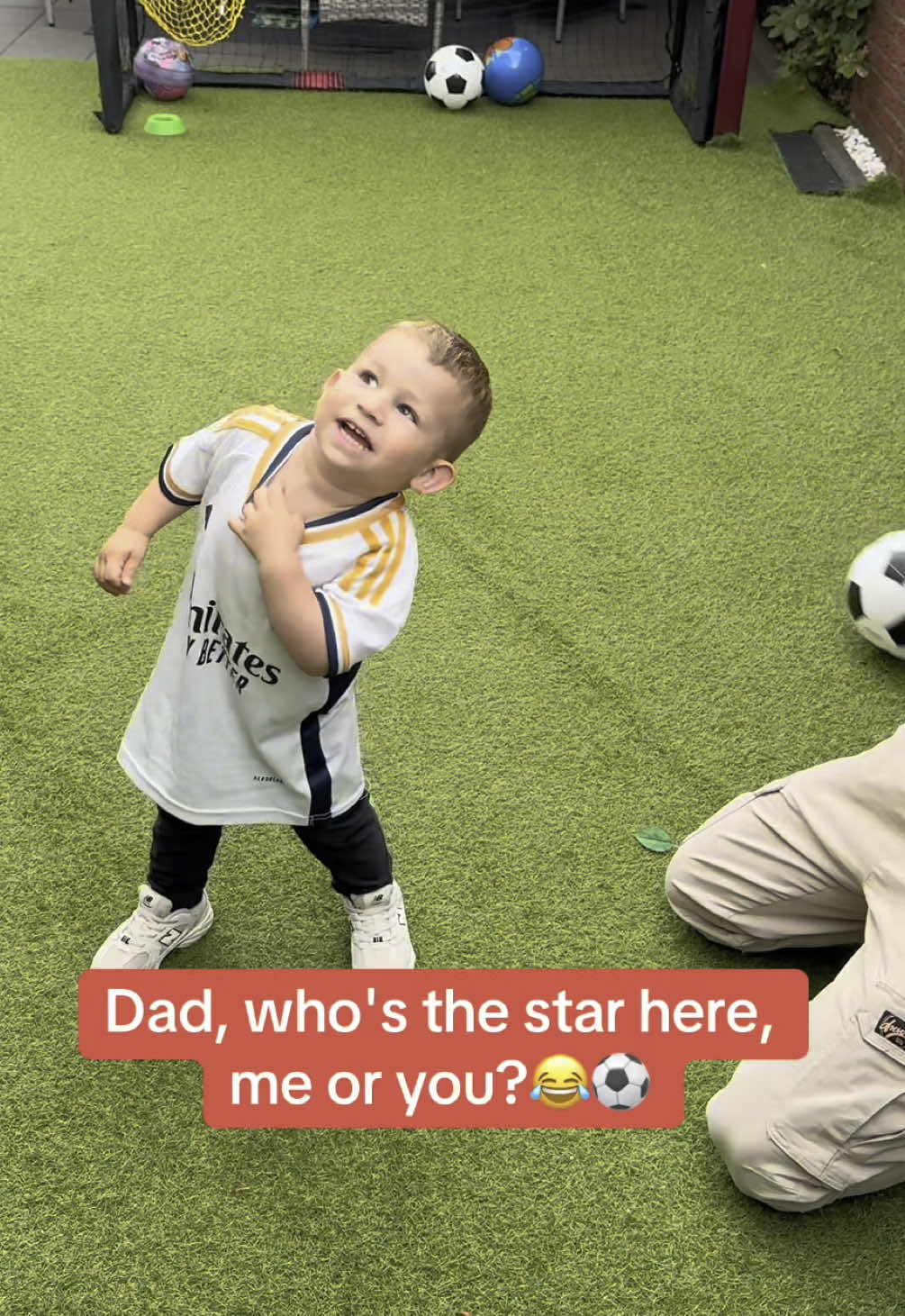 Dad, who's the star here, me or you? 😂⚽️ #2years #football #viral #fyp #luan10 #belingham #realmadridfc @Real Madrid C.F. @LALIGA 