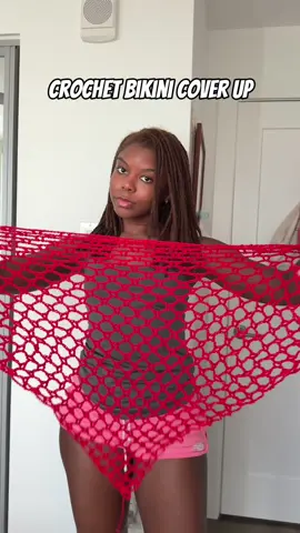 My crochet coverup ain’t covering much 😅 What do yall think?  #swimwear #beachwear #crochetskirt #beginnercrochet #crochetclothing #easycrochet #crochettiktok 