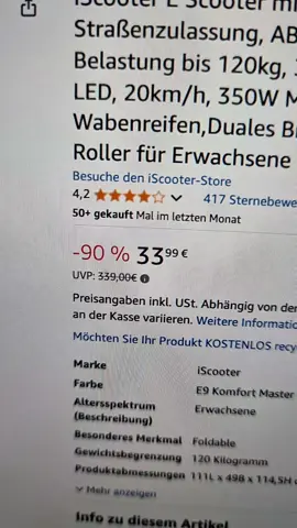 Amazon Preisfehler Heute. Wenn es ein E Shooter mit Straßenzulassung für 33€ statt 339€ gibt #Schnäppchen #Preisfehler #Amazon #Heute #Aktuell