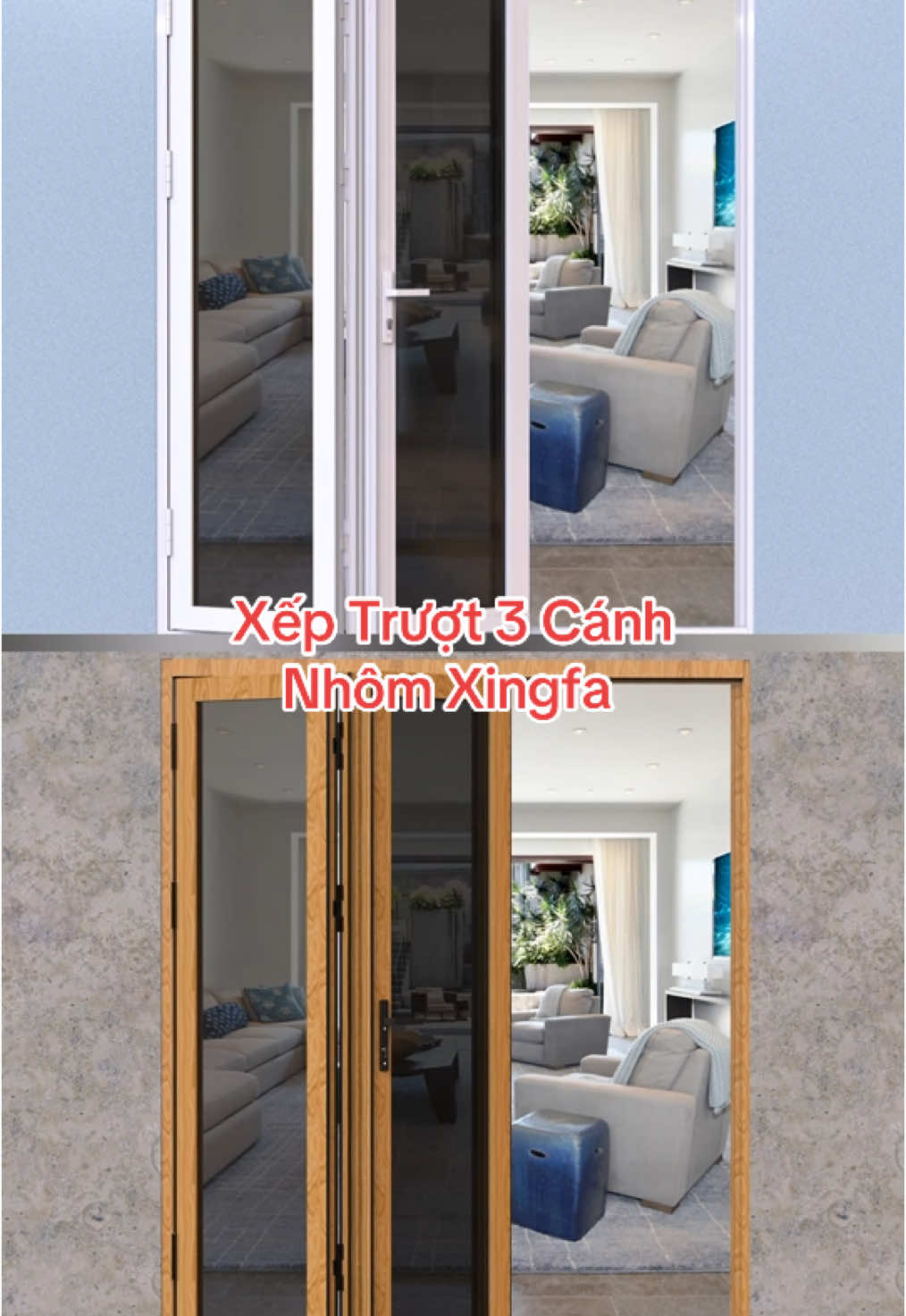 Xếp Trượt 3 Cánh Nhôm Xingfa! Thư Viện Cửa 3D Chuyển Động#khangnam #khangnamdanang #vecuanhomkinh3D #cuanhom #cuanhomxingfa 