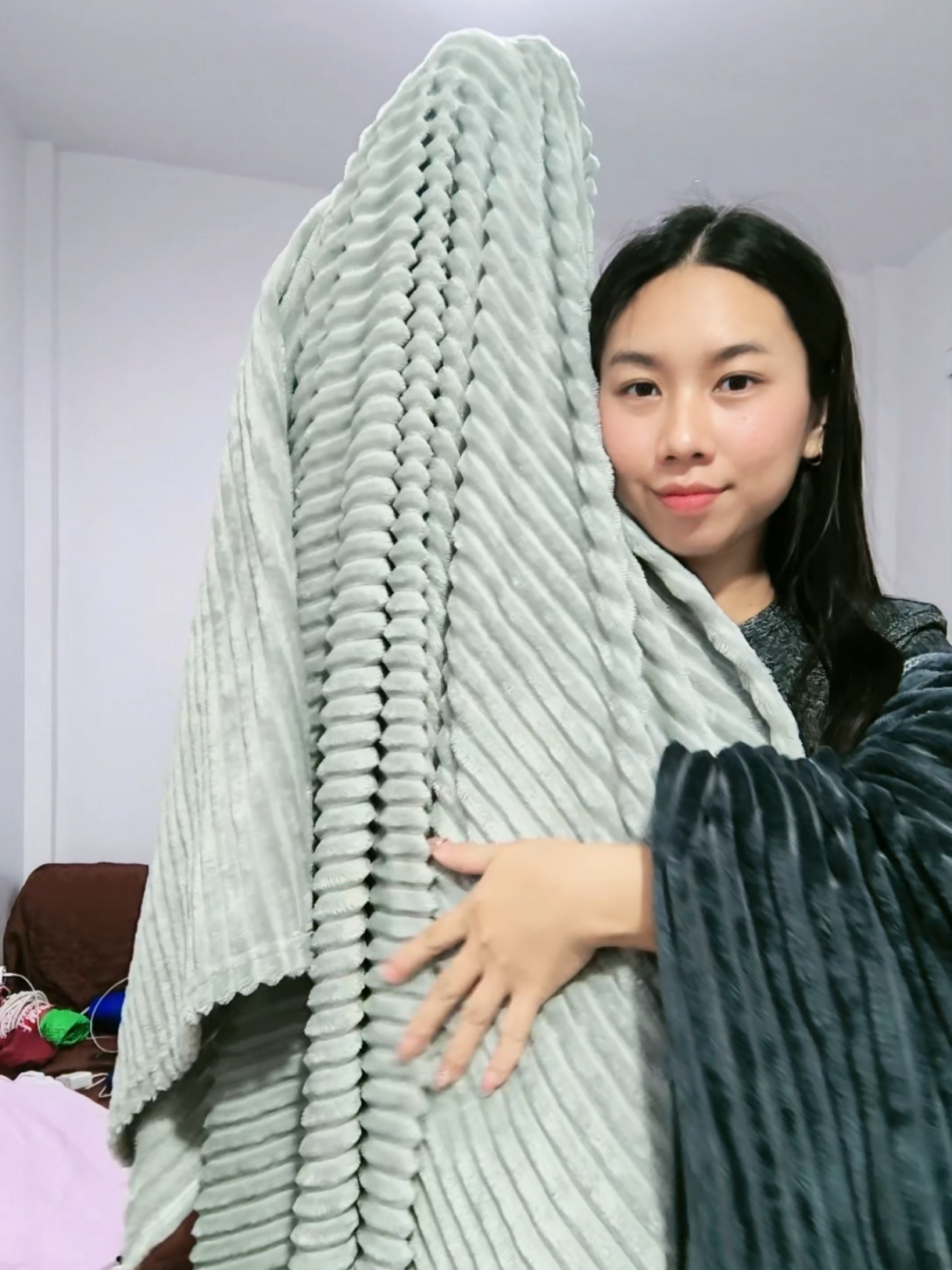 Thicker Queen Size Plain With Stripes Velvet Blanket Super Soft Fluffy comfortable (150x200cm)(180x200cm) #microfiber #blanket #kumot #soft #fluffy #comfy 