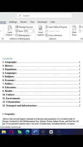 Create TABLE OF CONTENTS in Word #microsoftoffice #msword #tutorial #fyp 