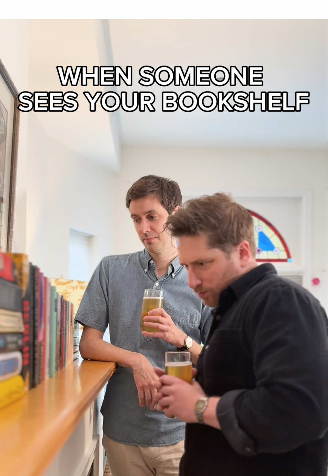When someone sees your bookshelf #bookshelf #BookTok #funny #readinglist @AdamChristieComedian 