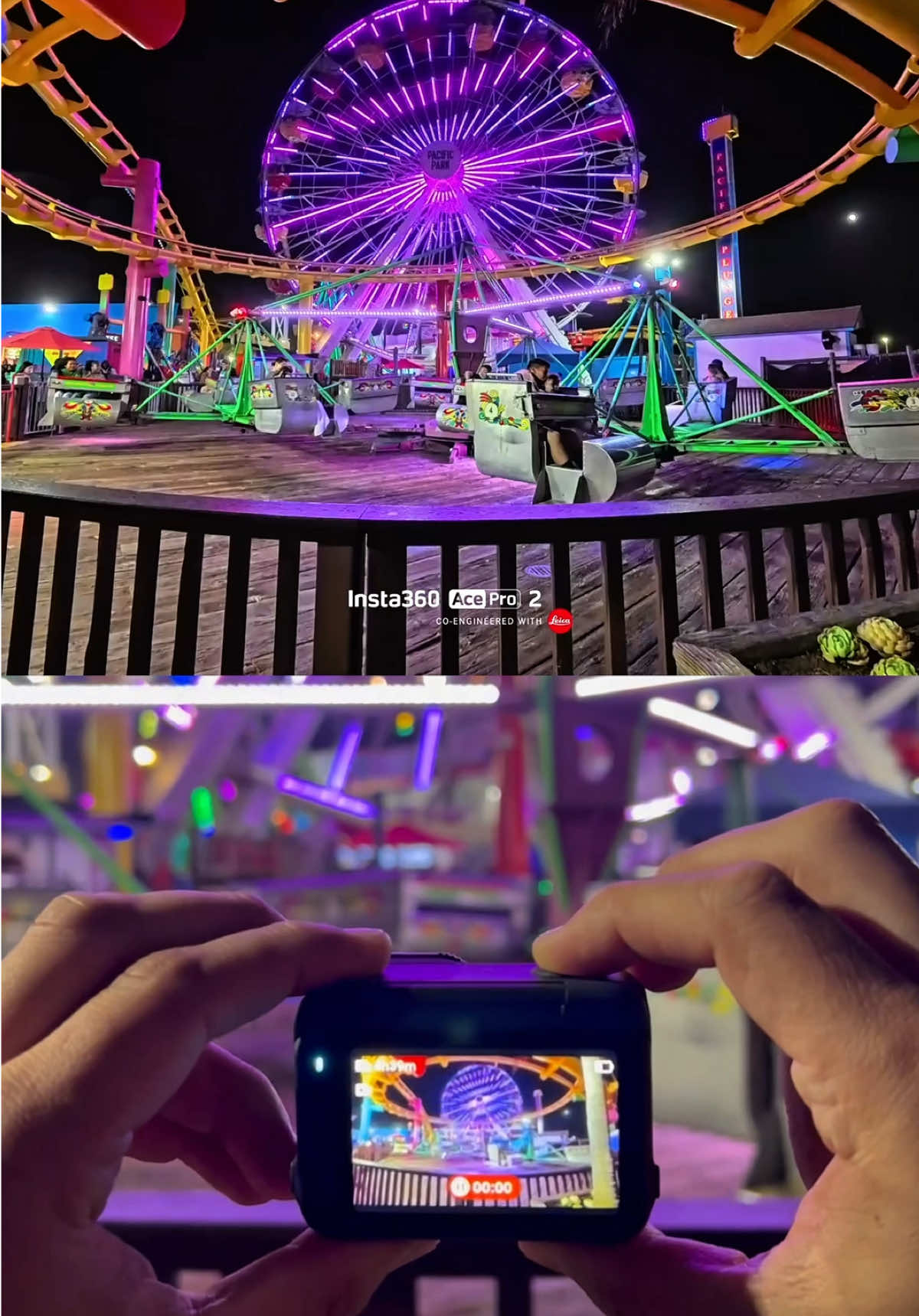 A thrilling day at the amusement park with the Insta360 Ace Pro2 🎢🎡💫 Capturing every scream, laugh, and light! @insta360_official #insta360 #insta360acepro2 #acepro2 #santamonica #santamonicapier #rollercoaster #actioncamera #vloggingcamera #insta360camera  