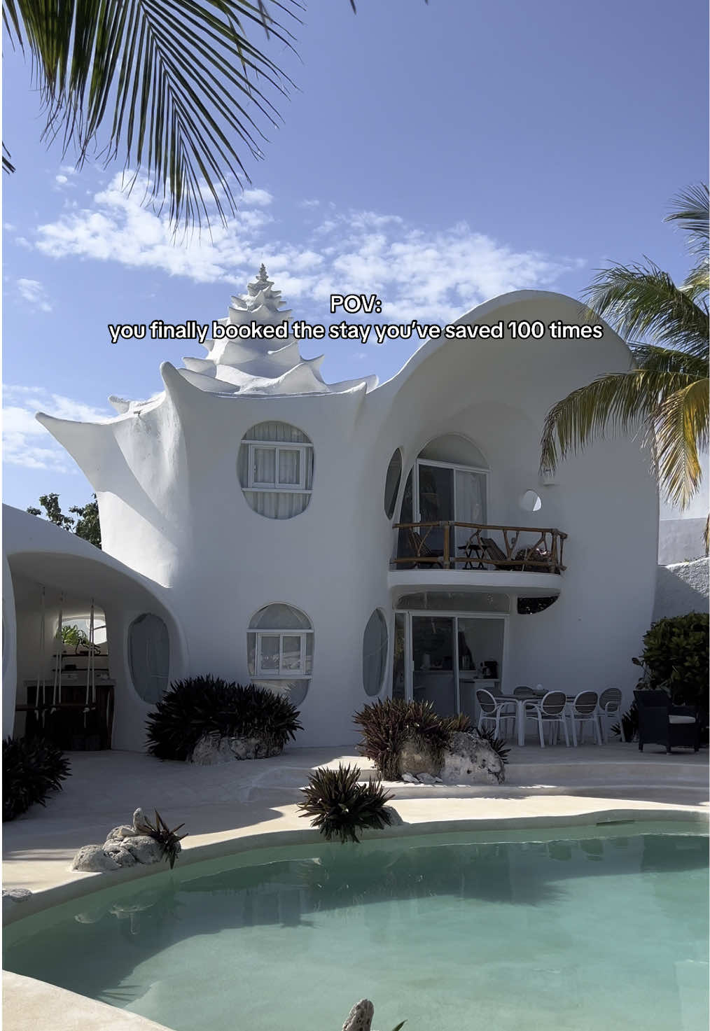 Saved it 100 times. Finally booked it. drop a 🐚 if this is on your bucket list too #traveltok #dreamvacation #mexicotravel #airbnbfinds #bucketliststay #summeraesthetic #couplestrip  #tiktoktravel 