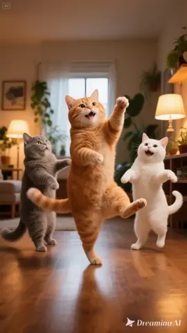 3 Kucing Menari Lucu Serempak! Si Oyen Mimpin, Semua Ikut Goyang! 😹💃 kucing lucu, tarian kucing, kucing menari, tiga kucing imut, si oyen menari, kucing berdiri dua kaki, kucing animasi lucu, video kucing menggemaskan, kucing gemoy, cat dance animation, funny cats, kucing ekspresif, kucing sinkron dance, kucing berdansa