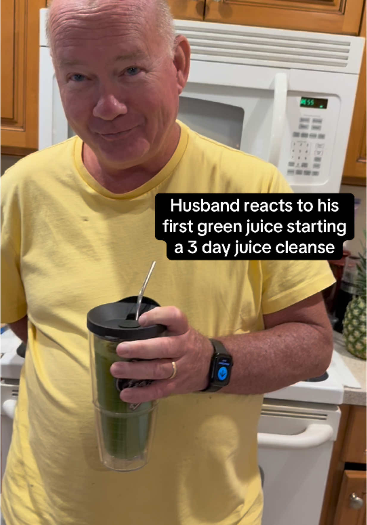 Drink up buttercup! He took it like a champ and is moving on to day 2. #husband #juicing 
