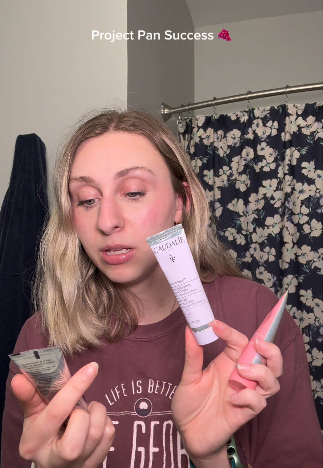 Clearing going with my whims and not just doing the responsible thing and using the oldest product 😅 @Bath & Body Works @Kopari Beauty @Caudalie #projectpan #projectpan2025 #projectpanning #handlotion 