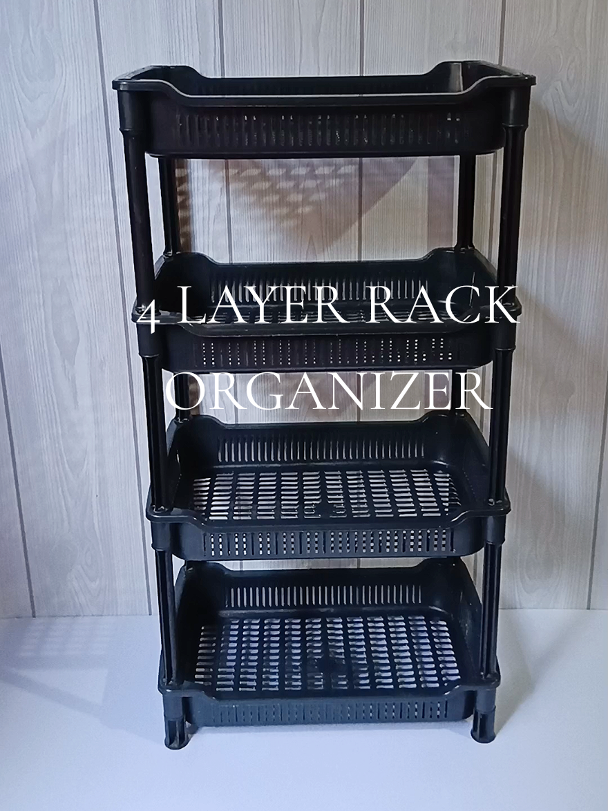 4 Layer Rack Organizer, plastic rack organizer black  #organizer #rackorganizer #plasticrackorganizer #4layersrackorganizer #condimentsorganizer #kitchenrackorganizer #tiktokfinds #tiktokmademebuyit 