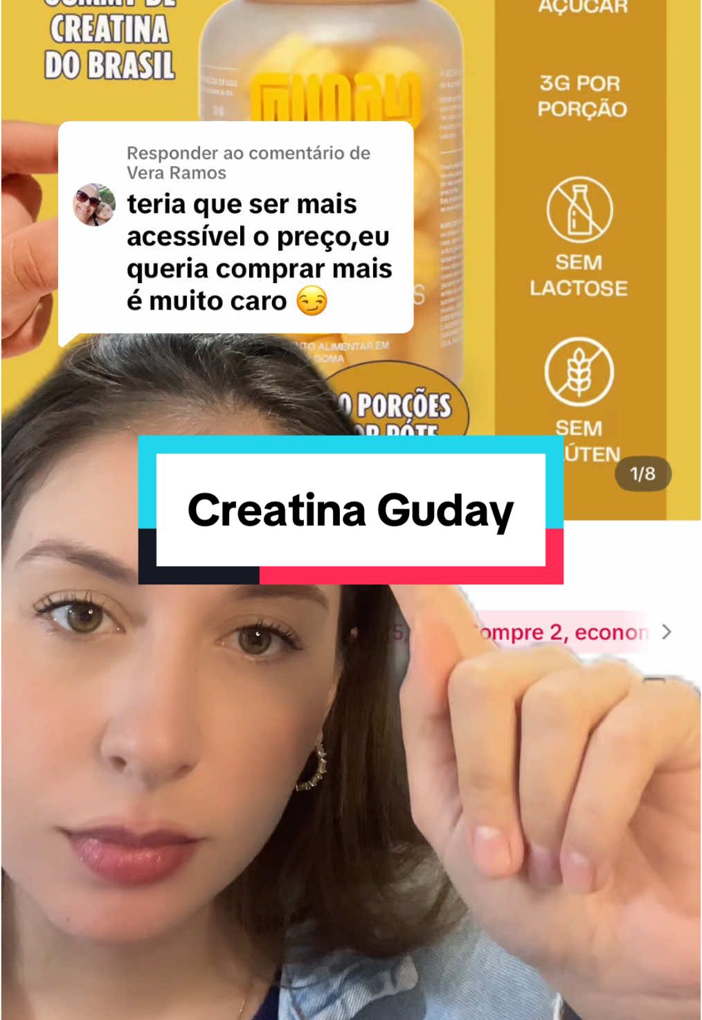 Respondendo a @Vera Ramos Creatina da Guday na promoção aqui no tiktok shop 😱🤩 #creatina #tiktokshop #creatinaguday #guday #creatinagummy 