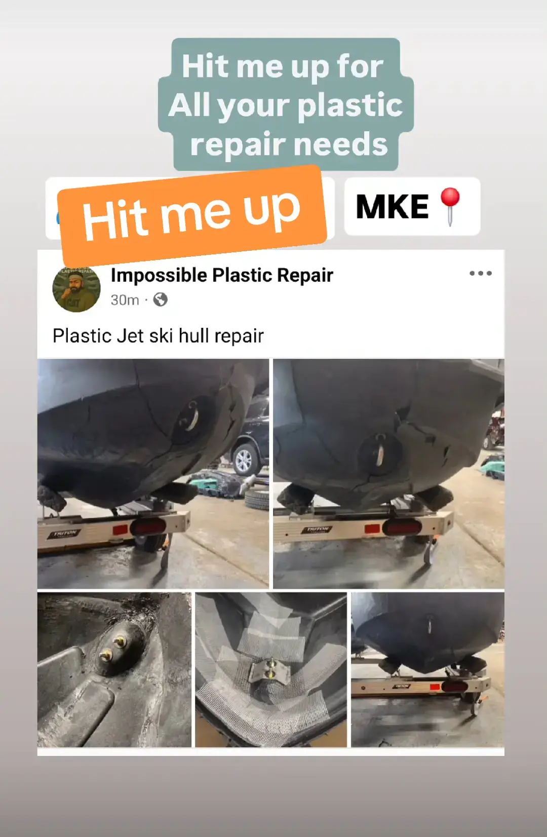 For all your plastic repair needs from bumpers, fenders, moldings, bike fenders, bike saddles and more. 6 months warranty MKE📍 Contact us