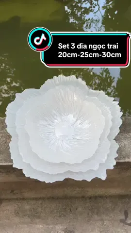 Set 3 đĩa ngọc trai thuỷ tinh pha lê siêu đẹp size 20cm-25cm-30cm #diangoctrai #set3dia #thuytinhphale #decor #giadungtienich 