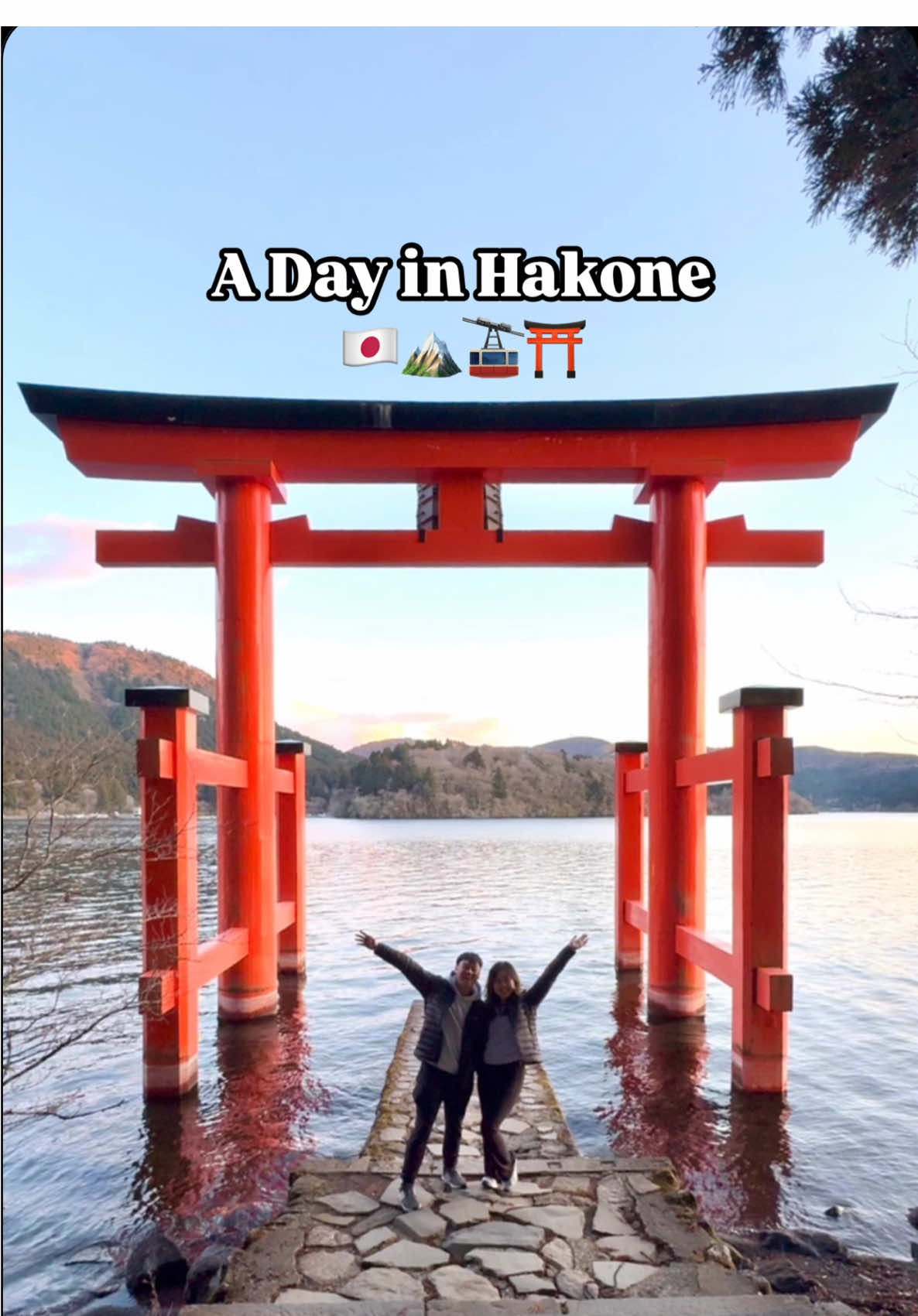 A beautiful day in Hakone, Japan! 🇯🇵🏔️🚠⛩️ We saw Mt. Fuji, Lake Ashi, the Hakone shrine, and ate some delicious food! 🍛 #travel #Vlog #travelvlog #couplevlog #japan #japantravel #hakone #mtfuji #explore #fyp 