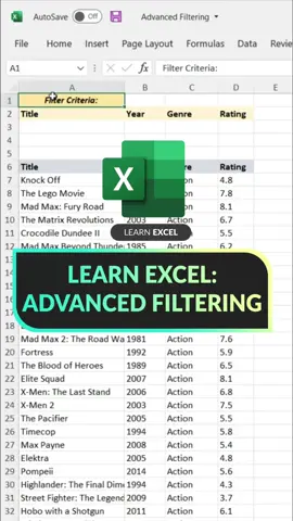 Learn Excel: Advanced Filtering! 🙌 #excel #tutorial #data #analytics #LearnOnTikTok #mavenanalytics