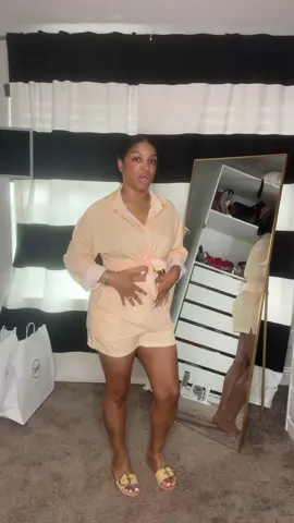 This two piece set is perfect for a summer night out or lounging around and you wanna look cute and be comfortable is so versatile wear the shirt open or closed. #summeroutfit #2pieceset #twopieceset #summerattire #shortset #shortsets 