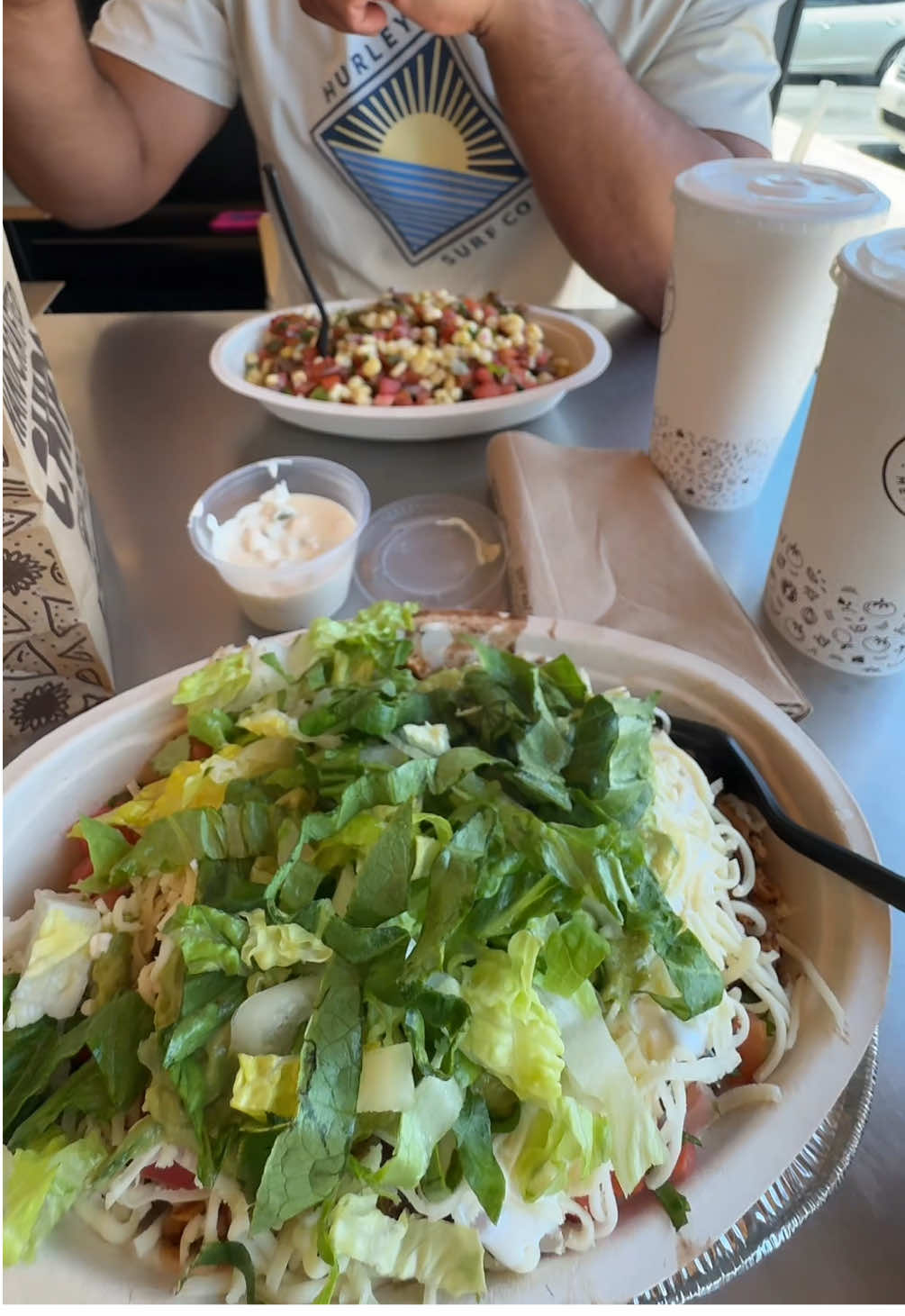 My go to chipotle order  Bowl: white rice, black beans, chicken, veggies, pico, sour cream, cheese, guac and lettuce. 