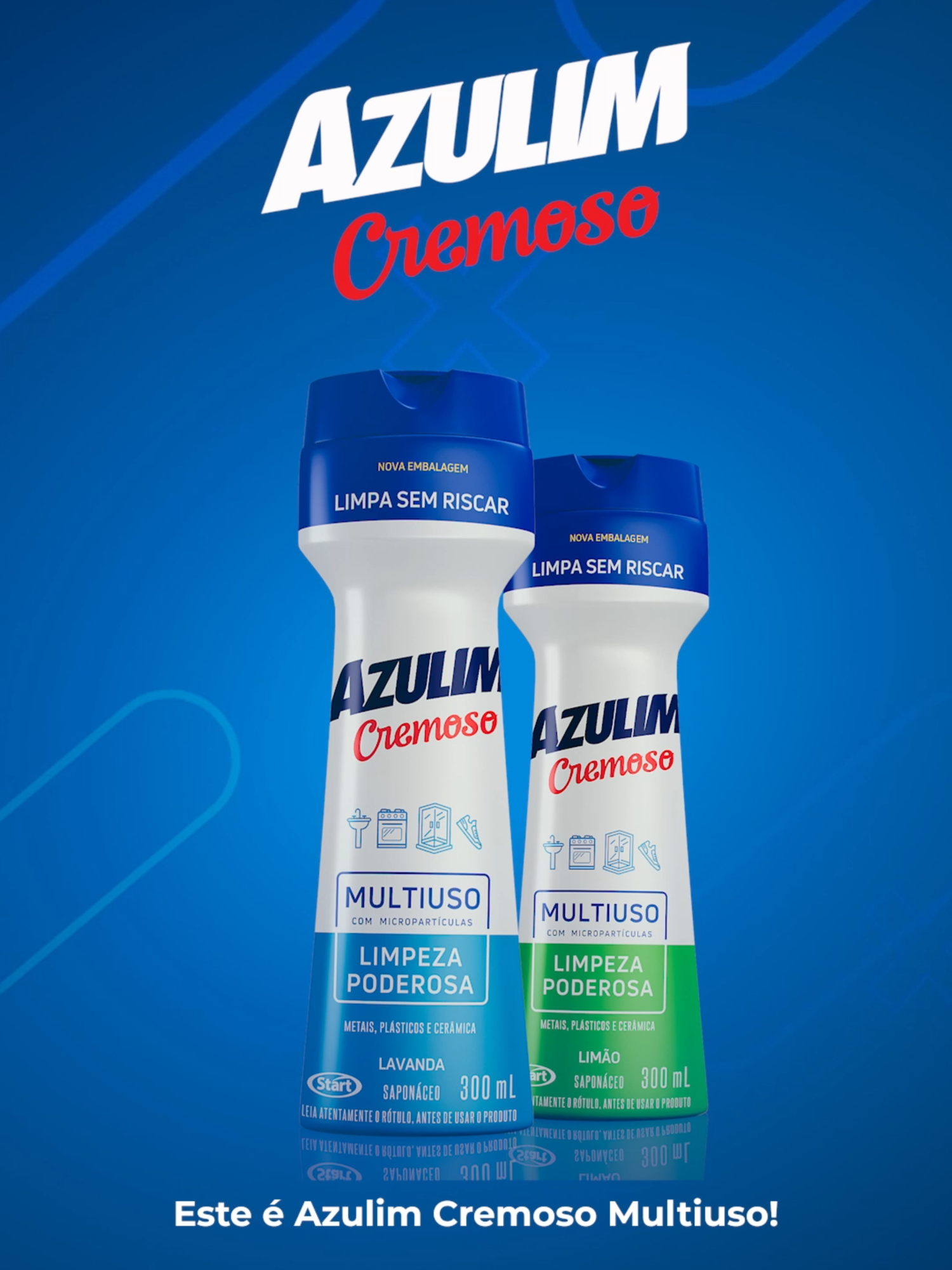 💙 Limpeza sem esforço, brilho sem arranhar! O Azulim Cremoso é o aliado perfeito para deixar superfícies impecáveis! Com tensoativos e micropartículas, ele limpa, desengordura e dá brilho sem riscar. Ideal para inox, louças, porcelanas, fórmicas, cerâmicas, plásticos e muito mais. Disponível nas versões Limão e Lavanda, ele ainda é biodegradável e super fácil de usar! 🧽 Dica de ouro: use com esponja macia e não deixe secar na superfície. #Azulim #AzulimCremoso #BrilhoSemArranhar #LimpezaEficiente #Multiuso #CasaCheirosa #LimpezaAzulim