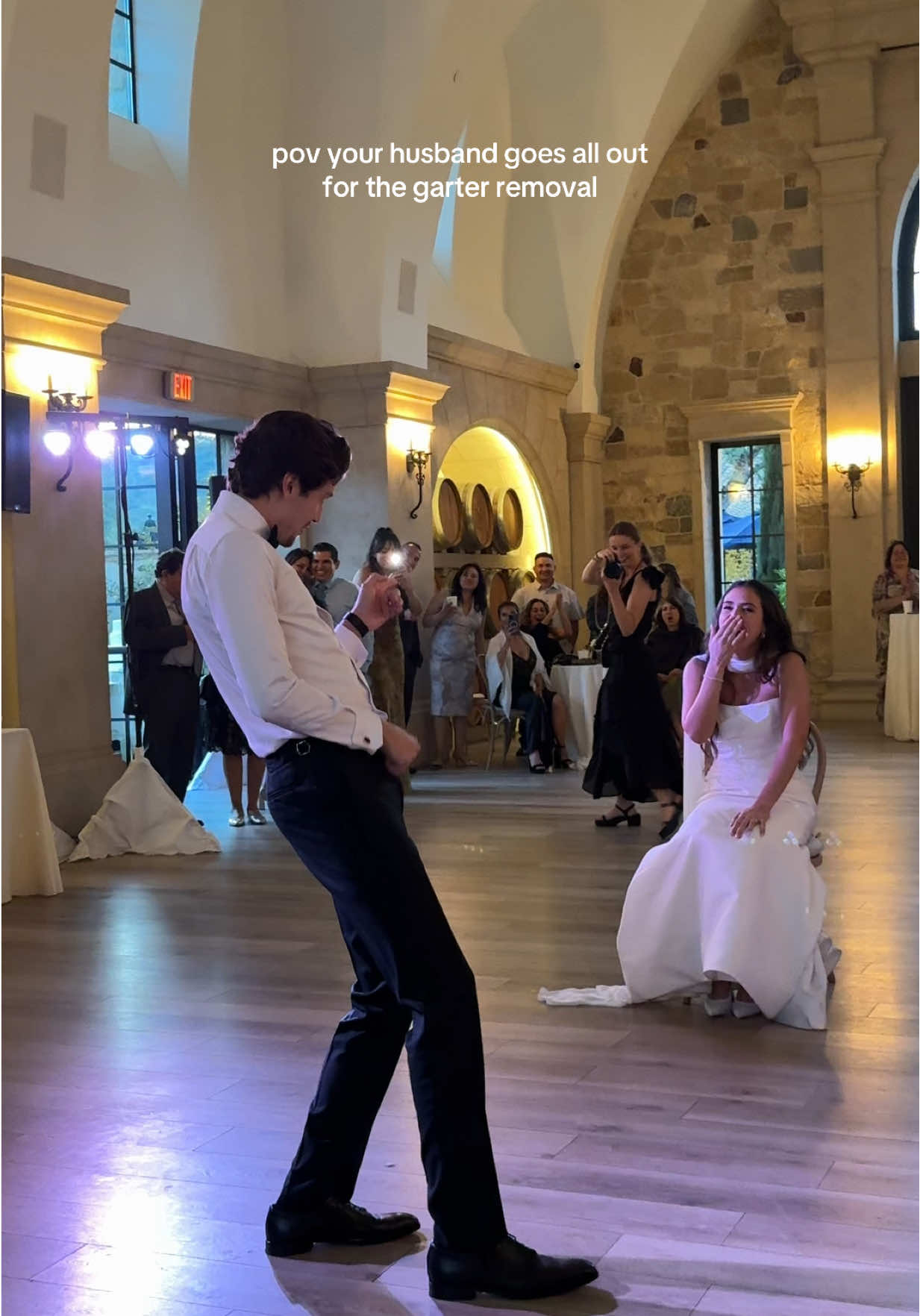 He did so good! 🤭🫶🏼 #garter #garterremoval #wedding #husbandandwife #weddingday #weddingtiktok 