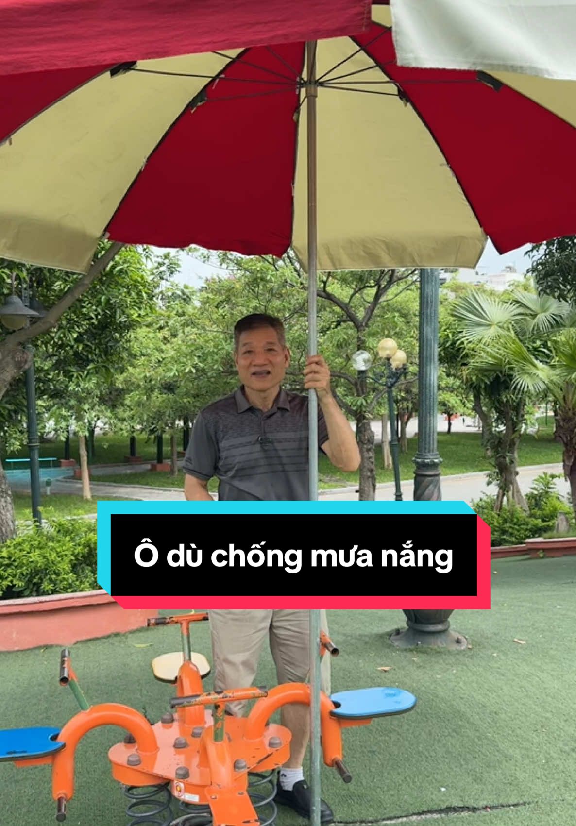 Ô Dù Chính Tâm Tròn Vải Bạt Có rủ 10 thanh nan sắt chống tốc mái cán thép tròn mạ kẽm #odudidong #ochongmuanang #xuhuong #thinhhanh 