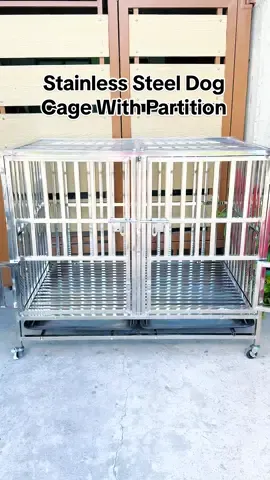Heavy Duty Stainless Steel Dog Cage With Partition 🐶🤍