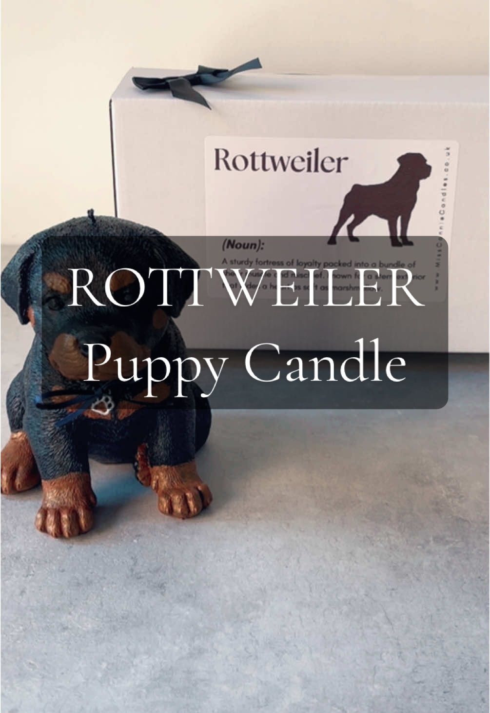 Rottweiler 🐾 The Rottweiler Puppy Dog Candle is a charming addition to any home. This incredibly detailed candle is designed to resemble the features of a Rottweiler, complete with fur-like texture. Customise your candle by adding markings and a name tag. Each candle now comes with an adorable paw charm and carefully packaged in a white box with a unique description label, making it a great gift option!  #puppycandle #puppycandles #dogcandle #dogcandles #doggiftsideas #doggift #candle #handmadegiftideas #SmallBusiness #doglovergift #rottweilerpuppy 