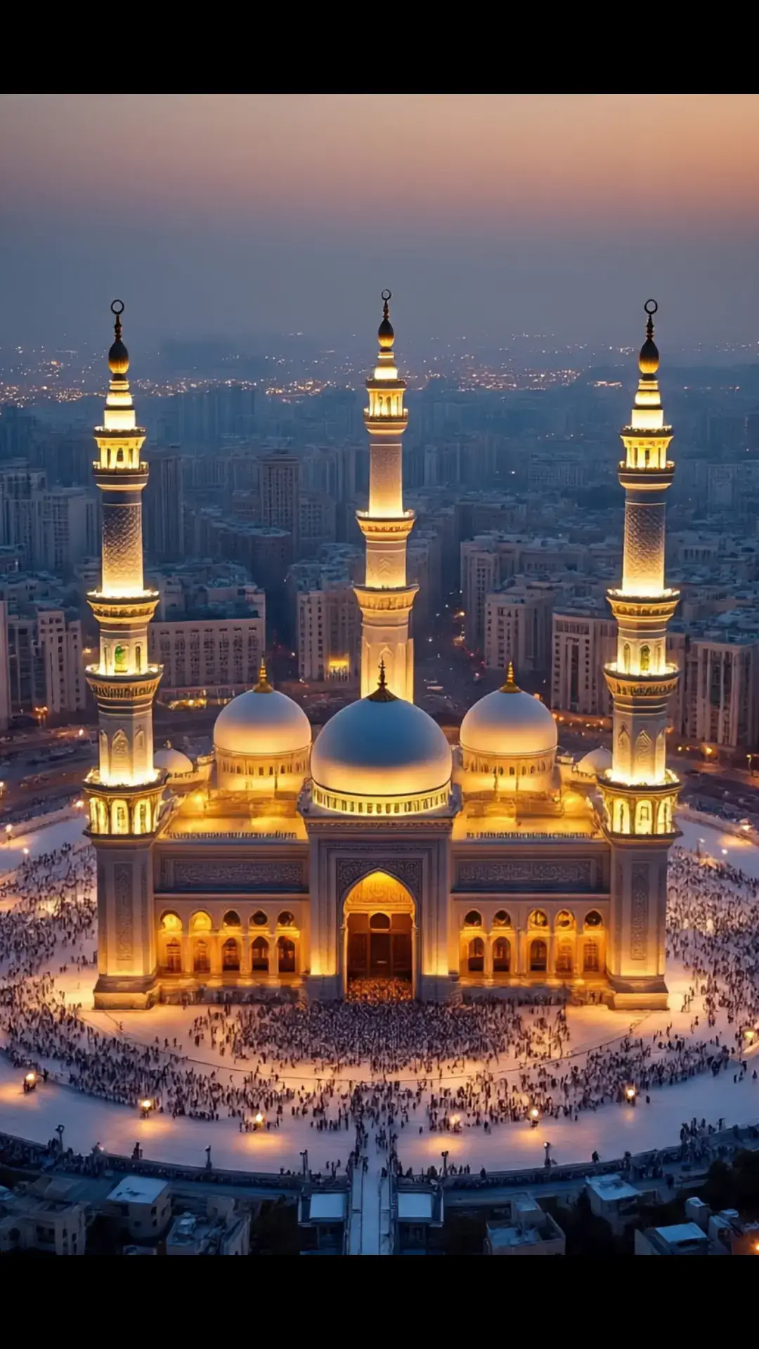 This image captures the majestic beauty of Masjid al-Nabawi, the Prophet's Mosque, located in the holy city of Madina. The iconic green dome marks the resting place of the Prophet Muhammad (PBUH). Surrounded by elegant minarets, the mosque's stunning architecture is illuminated under a clear blue sky. The expansive marble courtyard reflects the soft sunlight, creating a serene and spiritual atmosphere. Pilgrims are seen peacefully walking and praying, symbolizing the unity and devotion of Muslims from around the world. This sacred site is not only an architectural masterpiece but also a place of deep reverence and tranquility. #unfrezzmyaccount  #viral  #trading  #naatstatus  #mashallah  #foryou  #unfreez 