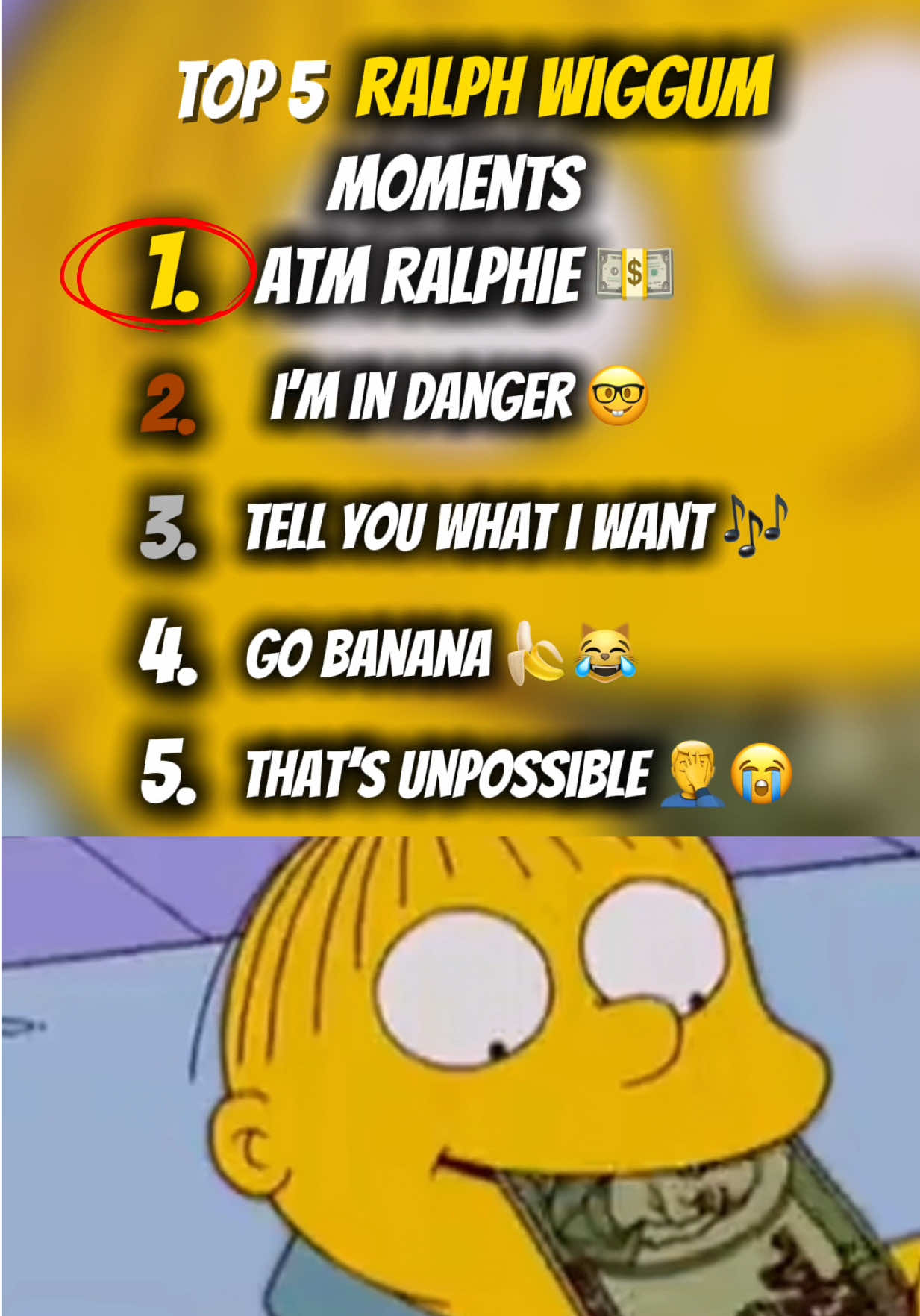 Top 5 Ralph Wiggum Moments #thesimpsons #simpsons #fyp #ralphwiggum #ralph #funnymoments #funny #top5  #topfive #cartoon #cartoon #animation #viral #tiktok 