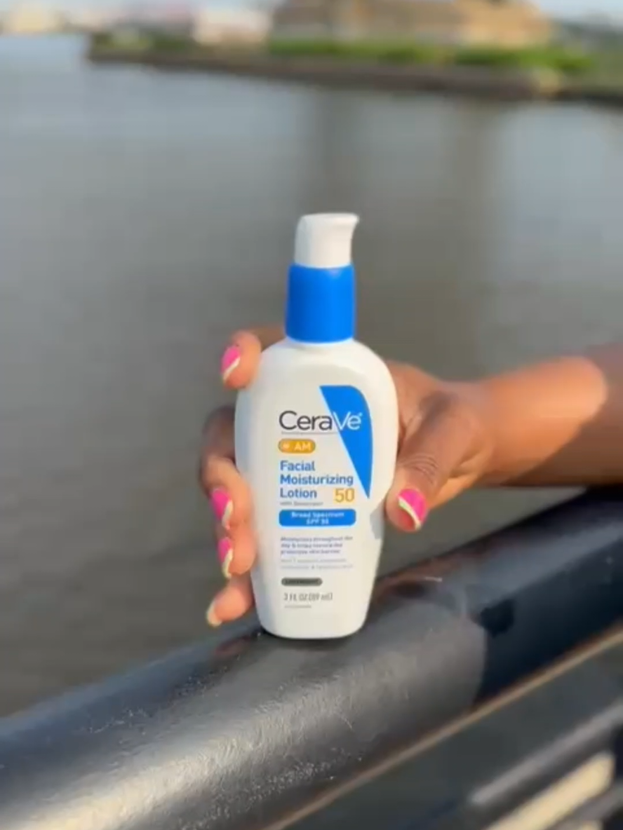 Stay Protected with @CeraVe  Developed by Dermatologist, CeraVé Facial Moisturizing Lotion with SPF 50 ensures my face is moisturized  and my skin barrier is protected. It's lightweight, doesn't clog my pores or leave a white cast.  #runners #cerave #ceraveskincare #skincare #sunscreen #protectyourskin #outsiderunning #newjerseywaterfront 
