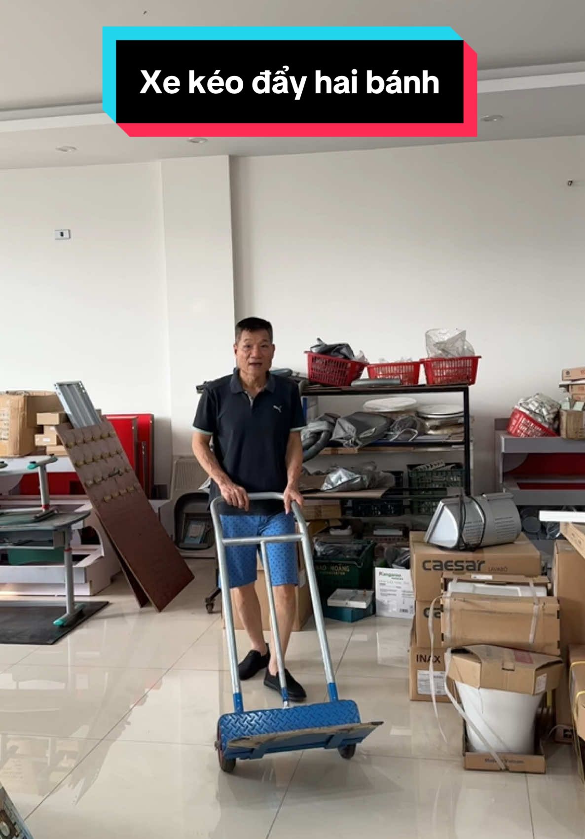 Xe đẩy hàng 2 bánh tải trọng 150kg thép tròn mạ kẽm bánh cao su đặc chạy êm #xedayhang #xekeohang #xuhuong #thinhhanh 