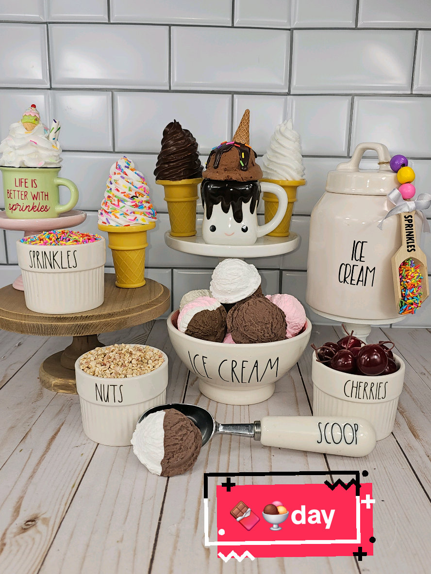 #NationalChocolateIceCreamDay falls on #June7 & all you need for this food holiday is  #chocolateicecream Whether you eat it in a bowl, with a cone, or directly out of the container, National Chocolate Ice Cream Day is a day for everyone. #chocolateicecreamday #fakeicecream #fauxicecream #icecreamdecor #icecreamtieredtray #fauxsweets #photoprop #icecreamlover #fakeicecreamprops #tieredtraydecor  #icecreamdecor #icecreamlover #icecreamtime #fakeicecream #icecreamtieredtray #tieredtraydecor #mugtopper #fakedesserts #summerdecor #raedunnobsession #raedunn  #magenta 