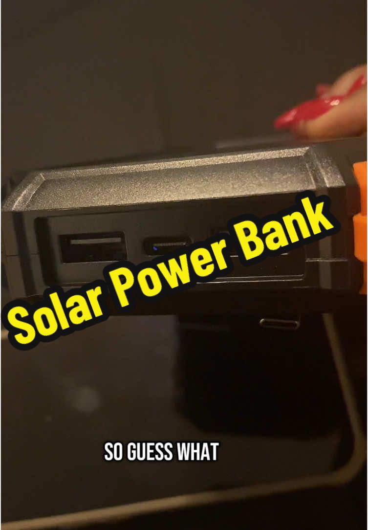 Solar Power Bank - Perfect for Father’s Day! Charge 3-4 different items with multiple ports - no more worrying about power outages or leaving your cell phone charger at home! Features a built-in flashlight with multiple modes: emergency light, strobe light, strong light, and SOS light. Stay powered up and prepared anywhere you go. #FathersDay #PowerOutageReady #SolarPowered #StayCharged​​​​​​​​​​​​​​​​
