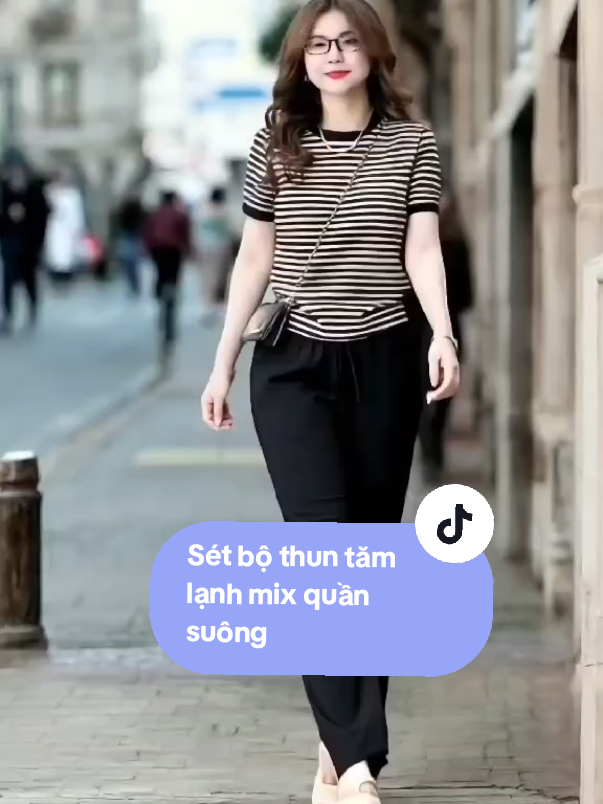 Sét bộ thun tăm lạnh xọc mix quần suông nữ mềm mát #bodonu #bonu #bonuxinh #nhimshopnt #xuhuong 
