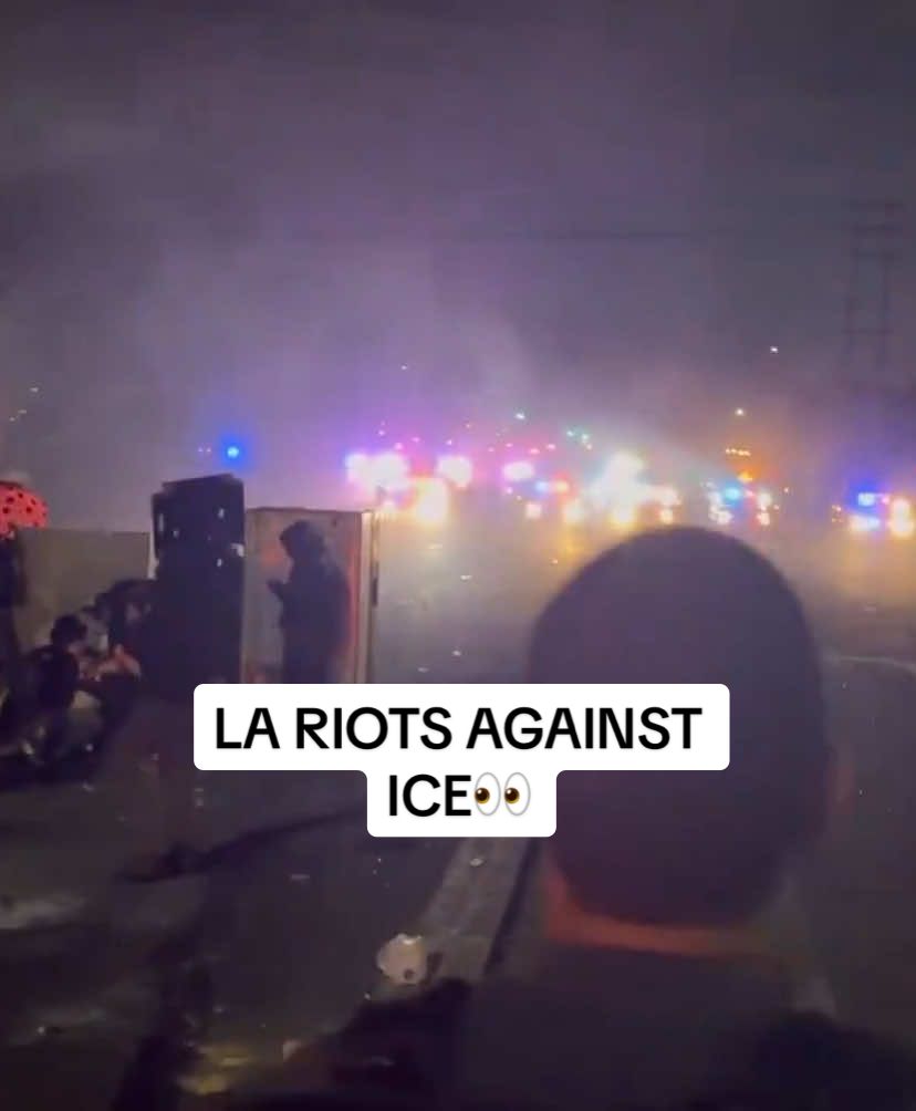 Los Angeles looks like a warzone right now as protestors riot against ICE👀#losangeles #ice #fyp #viral