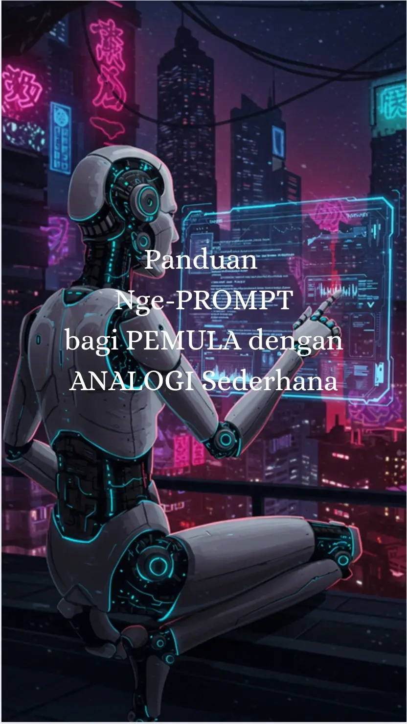 Bagian 2 :  Anatomi Prompt = Siapa + Ngapain + Gaya/Tujuan Kalau mau bikin AI ngeh, lo harus kasih struktur yang jelas. Prompt itu bukan cuma pertanyaan dia kayak BRIEF LENGKAP yang nunjukin: 1.PERAN AI lo mau dia berperan sebagai siapa 2.TUGAS yang lo kasih 3.GAYA atau Output yang lo pengin 🧰 Analogi Sederhana:  Kayak Mesen Nasi Goreng ke Abang Penjual Nasgor. Lo nggak bilang: 