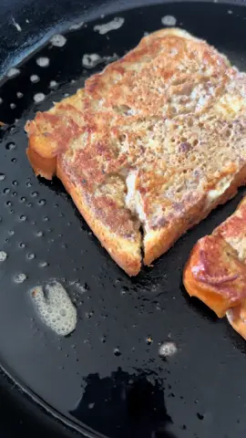 French toast breakfast sandwich with banana and Nutella, sausage patties on the side 🫡 #Foodie #foodtiktok #foryoupage 