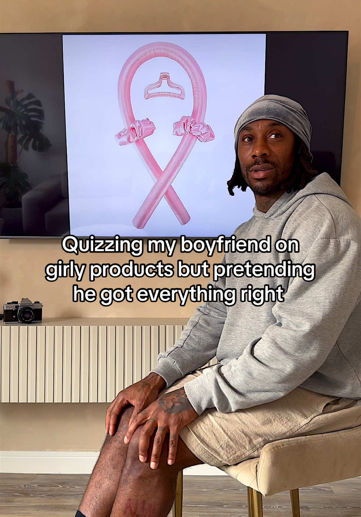 Quizzing my boyfriend on girly products but pretending he got everything right #foryou #couple #foryoupage❤️❤️ #viralvideos 