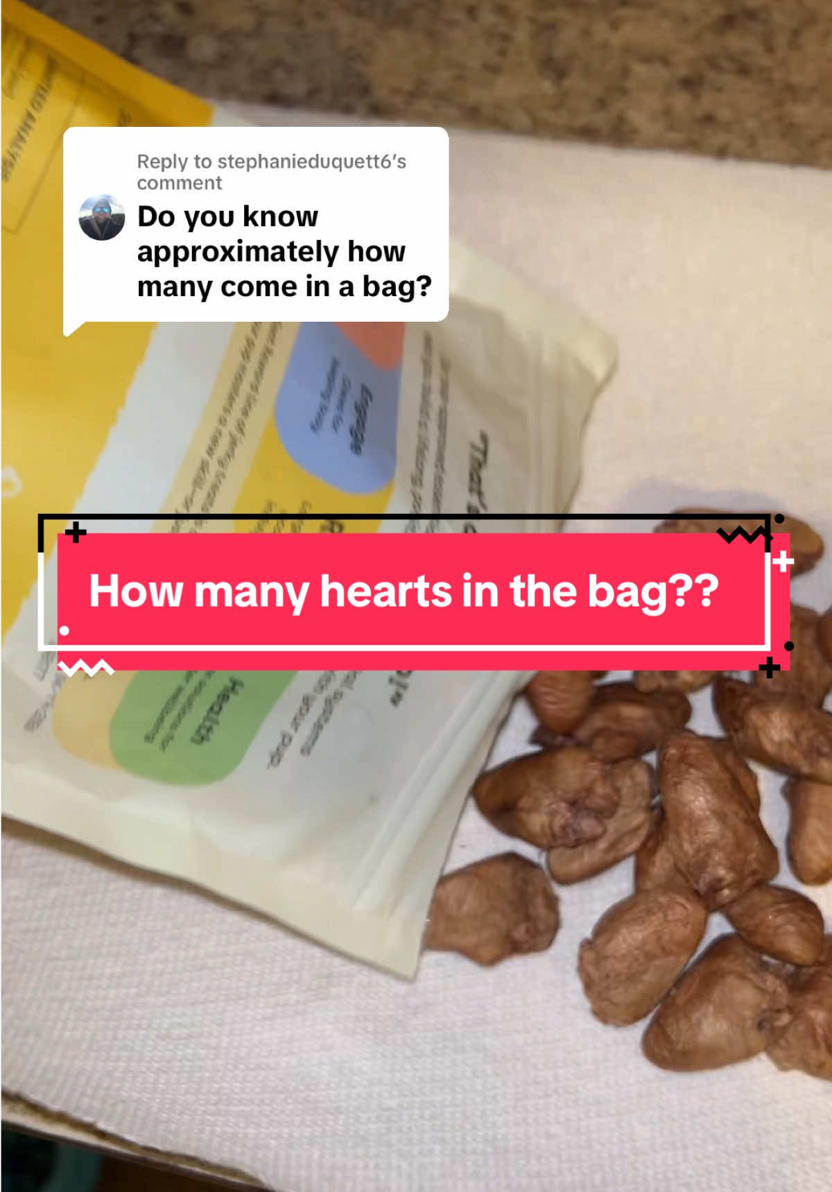 Replying to @stephanieduquett6 this is the 4.25 oz bag, hope this helps! #pupford #chickenhearts #dogtreats 