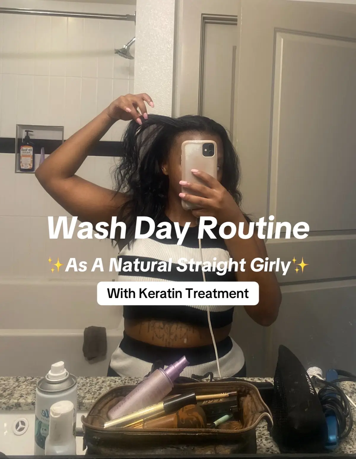 Hair care routine as a straight natural girly! Since my trim my hair has been a lot fuller and felt thicker! 10/10 #naturalstraight #straightnaturalblackgirls #keratintreatment #keratin #naturalhair #hairgrowth #washday #hairroutine #fyp #naturalstraightroutine #healthyhair 