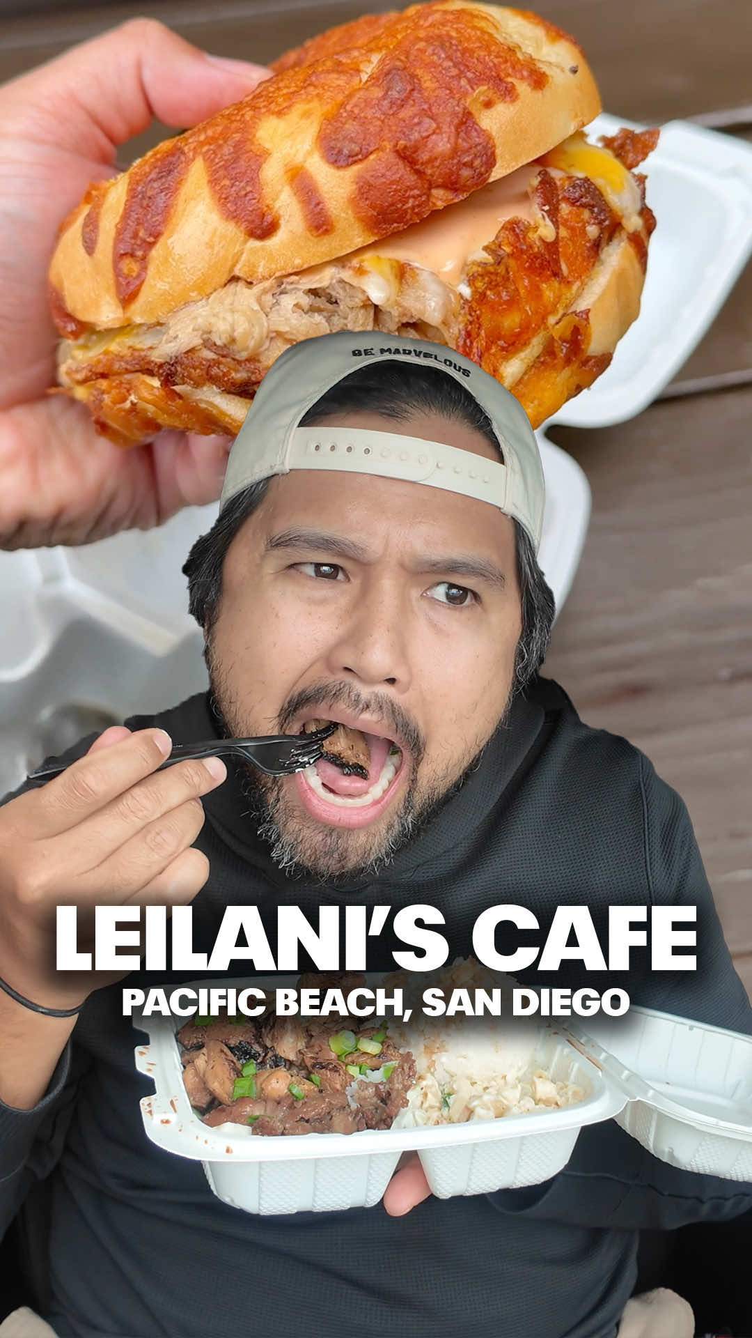 Craving a Hawaiian getaway without leaving San Diego? I found the next best thing in PB…🌊🍴🌺  🌴 What’s up, munchers? Pulled up to the beloved Leilani’s Cafe, a family-owned Hawaiian spot bringing island comfort to Pacific Beach for over two decades. 🌴 And let me tell you, they’re not just doing plate lunches. They’ve got Hawaiian-style breakfast bagels too, which you don’t see at most Hawaiian joints! 👀🔥 What I ordered:  🥤 Macadamia‑nut latte ($5.50) - creamy, nutty, and just the right amount of caffeine kick (sweet but not too sweet!)  🥯 Da Spicy pork bagel ($10.75) - jalapeño cheddar bagel stuffed with tender kalua pork, melted cheese, and that drippy Leroy’s sauce. A touch greasy in the best way. Pure comfort!  🍗 Teriyaki chicken & beef plate ($14.75) - with a scoop of mac salad and rice. The chicken was a bit drier, but the mac salad brought in that perfect salty creaminess. And between the two, the teriyaki beef was the star. Savory, saucy, and satisfying. Why it hits:  Leilani’s brings Hawaiian classics to San Diego with laid-back beach energy. Everything’s fresh, family-style, and perfect after a morning surf or a beach walk. 🌊 📍 Address: 5109 Cass Street, Pacific Beach, San Diego, CA 92109 📱 Follow them on Instagram: @leilaniscafe Let me know your go-to Hawaiian dish and where else I should try next! 🤙 🅿️ Street Parking - ⚠️ Follow @MarvelousMuncher for the best San Diego recs! #pacificbeach #leilaniscafe #sandiego