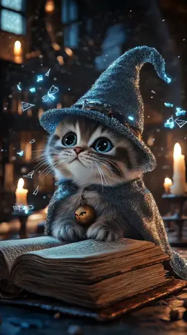 Live wallpaper 4K  2025 - Anime Kitten Cartoon Wizard Magic 🐱🩷 #wallpaper #livewallpaper #4k #kitten #cuteanimation #aivideo #magic #wizard  #klingai #midjourney 